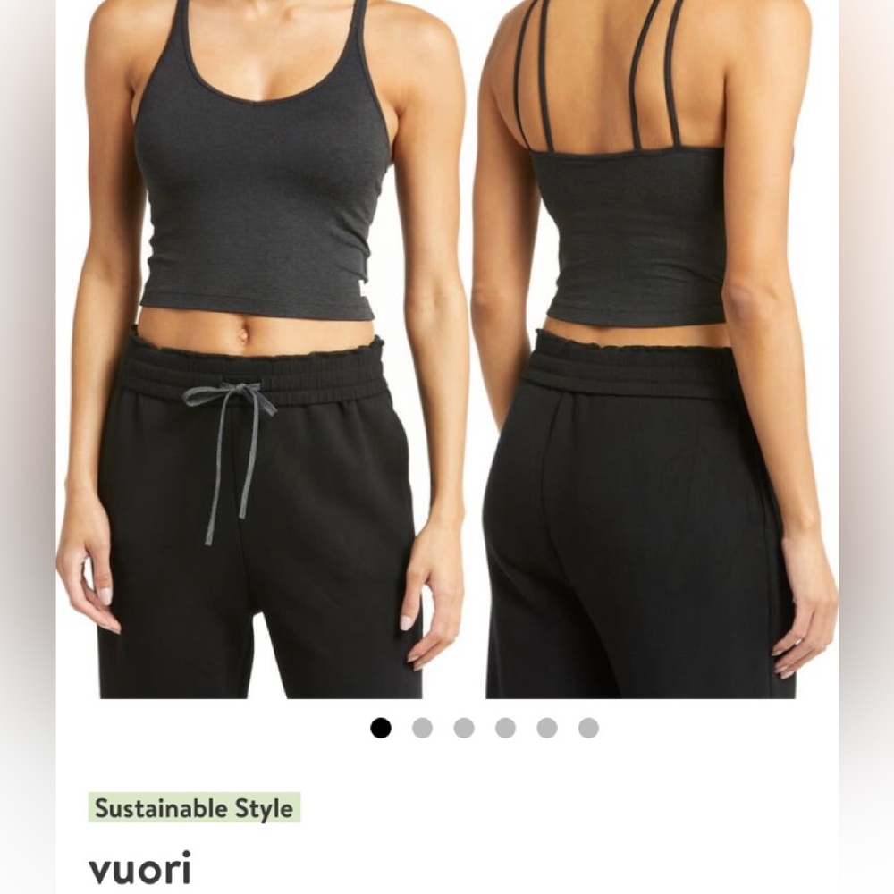 Vuori Women's Black Cropped Strappy Tank Top